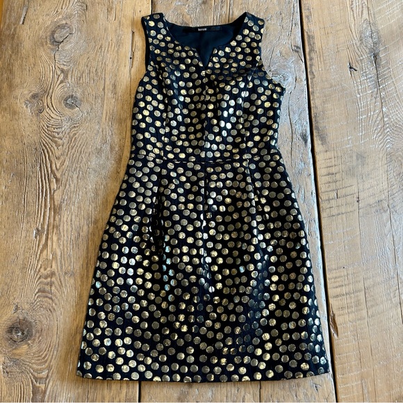 Metallic Gold & Black Polka Dot Party Dress - Picture 1 of 6